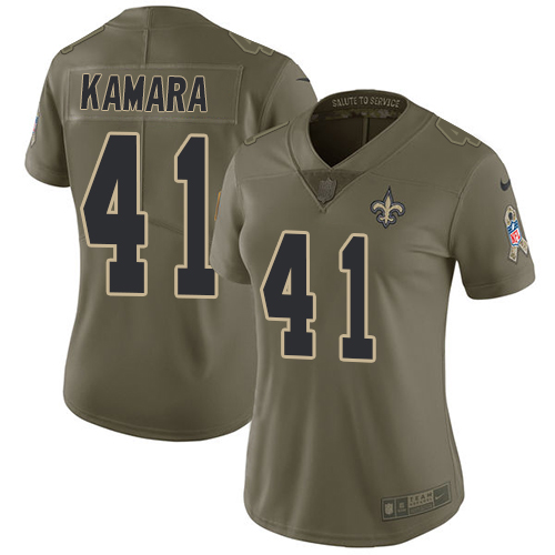 Nike Saints #41 Alvin Kamara Olive Women's Stitched NFL Limited Salute to Service Jersey